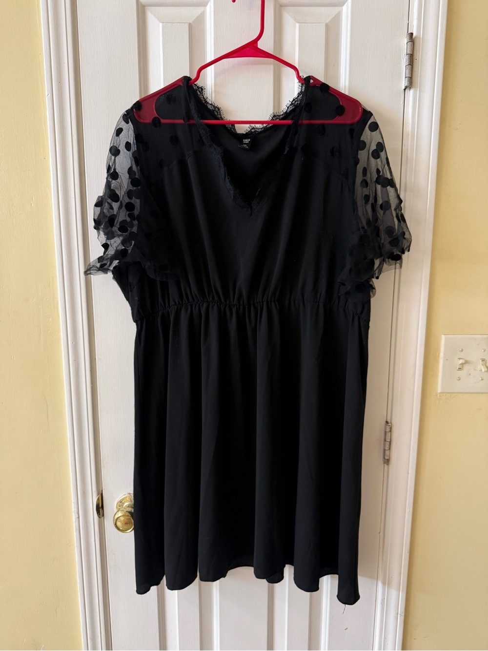 SHEIN Black Polka Dot Mesh Sleeve Dress
